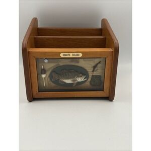 VTG Wood Remote Control /Cell Phone Holder Bass Fisherman Cabin  Rustic Decor